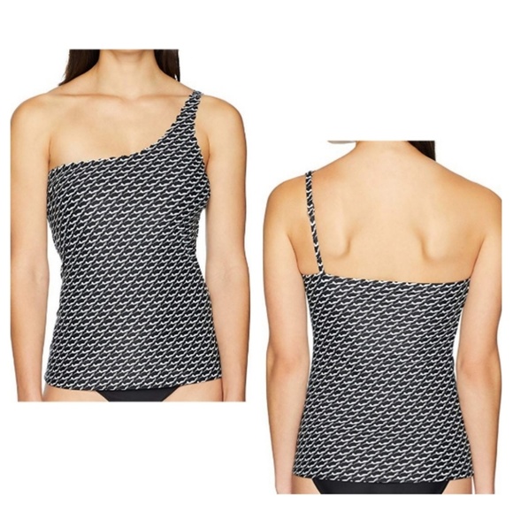 👙1-Shoulder Swimmer Patterned Swimsuit Top - Picture 2 of 7